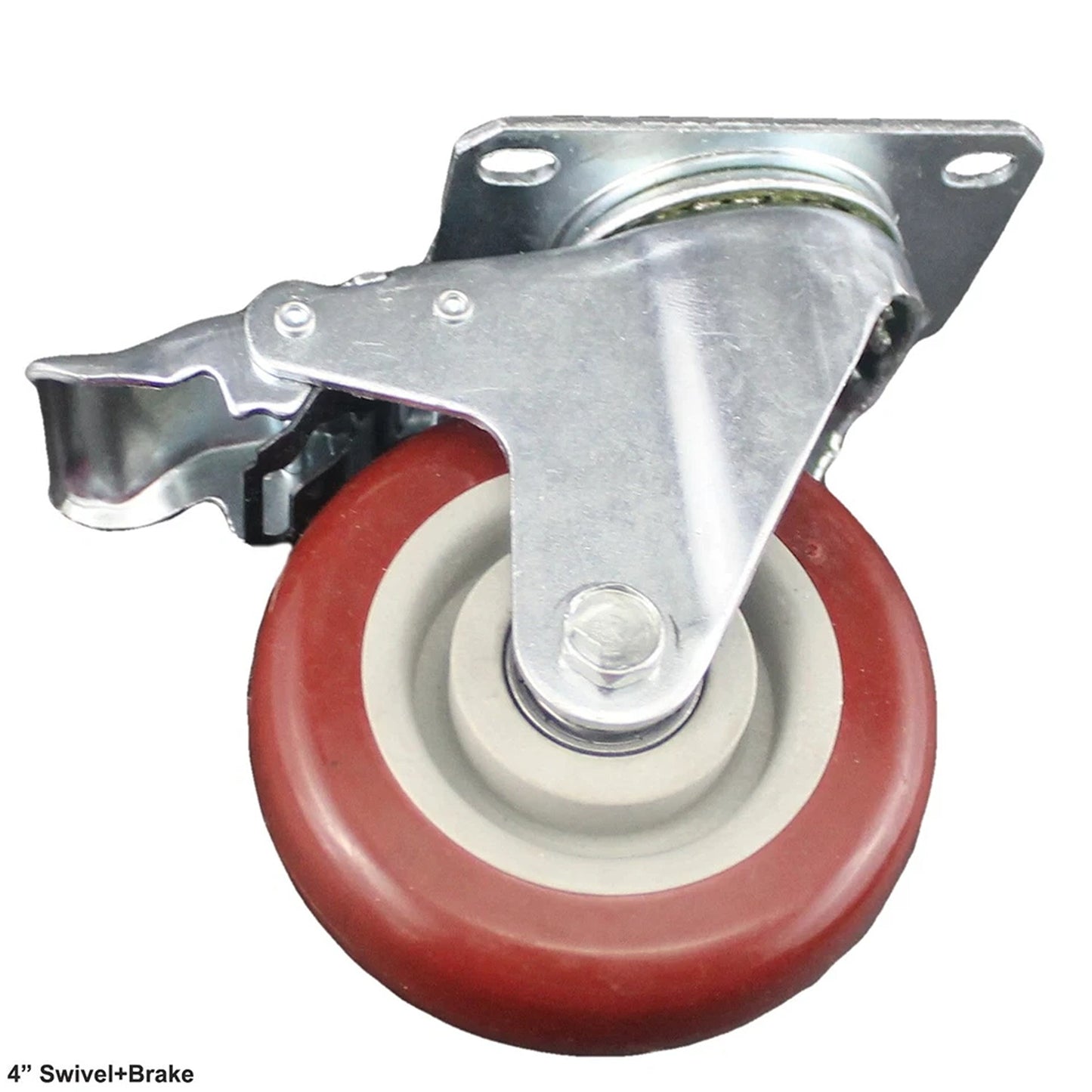 2 Pack Heavy Duty 4 Inch 100mm Swivel Caster Wheels With Brake 130kg