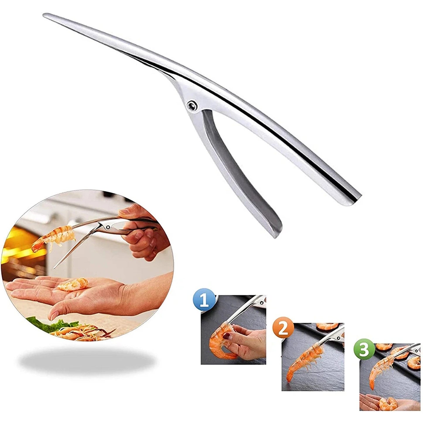 Stainless Steel Kitchen Tool Shrimp A Creative Deveiner Peel Device Prawn Peeler