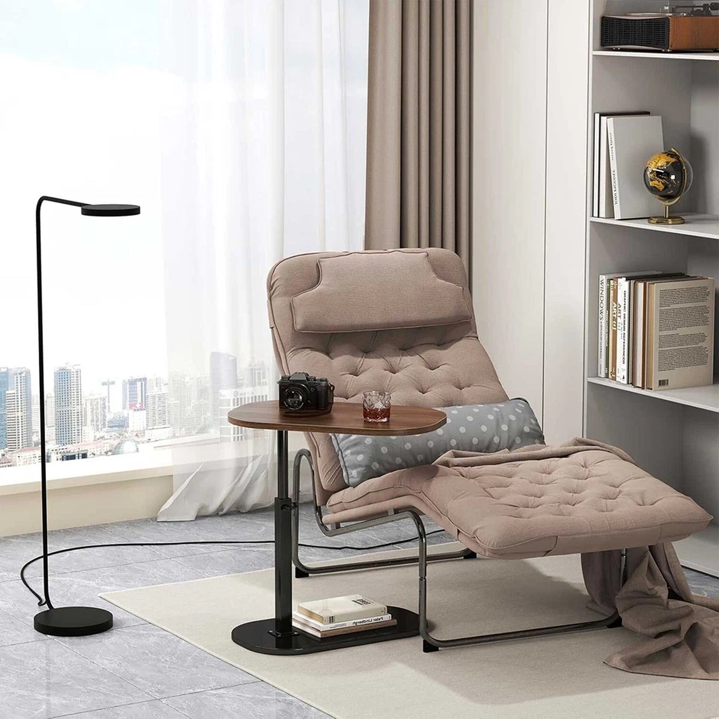 Height Adjustable Laptop Side Table Rotating Bedside Sofa Desk