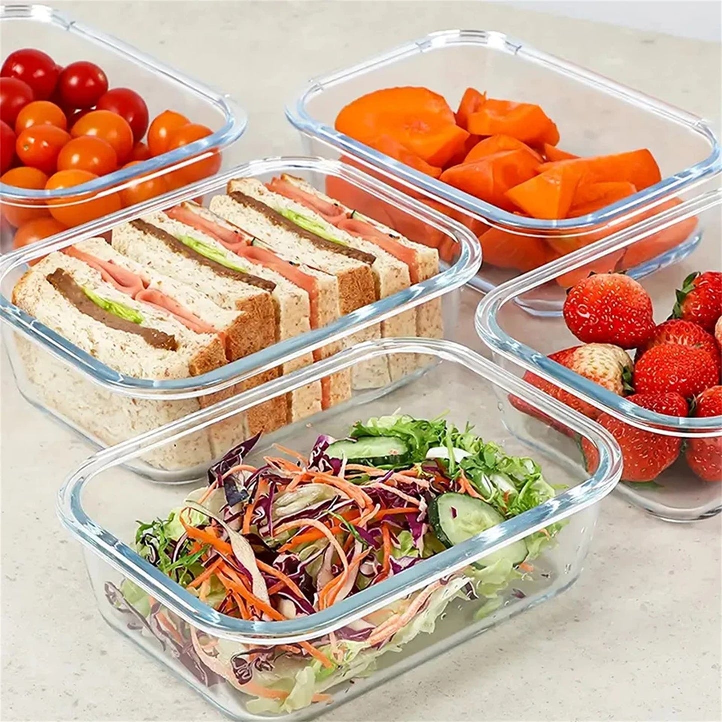 10 Pack Glass Meal Prep Containers with Airtight Lids