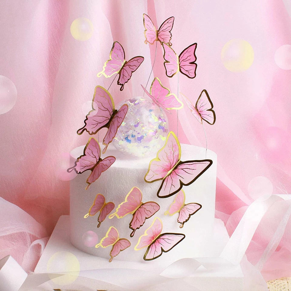 Butterfly Paper Topper Cake Happy Birthday Theme Festival Decoration DIY - 20x