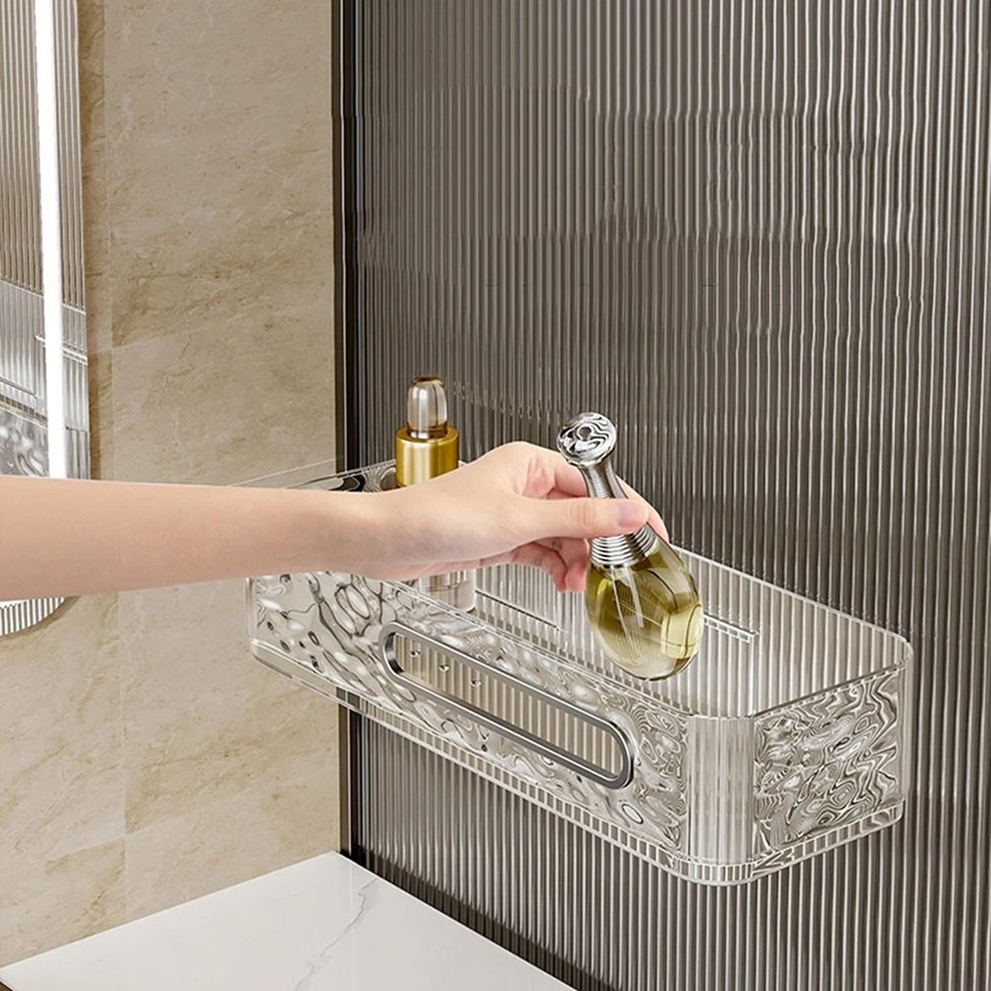 Plastic Bathroom Shelves Wall Mounted Shampoo Storage Rack for Home