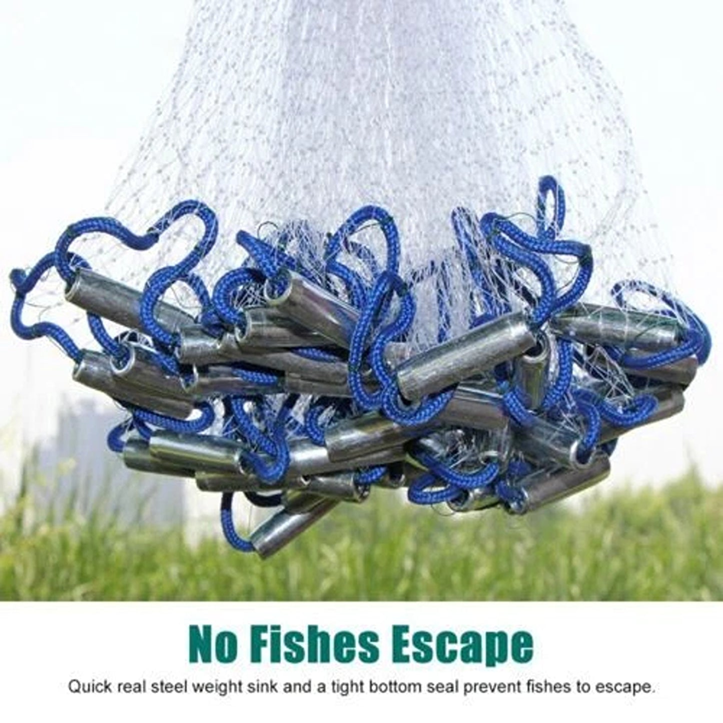 14ft Nylon Fishing Cast Net with Chain Sinkers