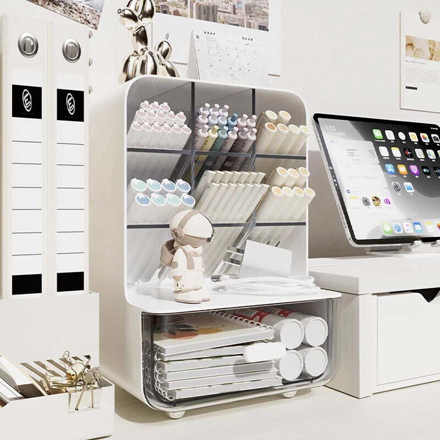 White Multi Purpose Desk Organizer for Pens and Stationery