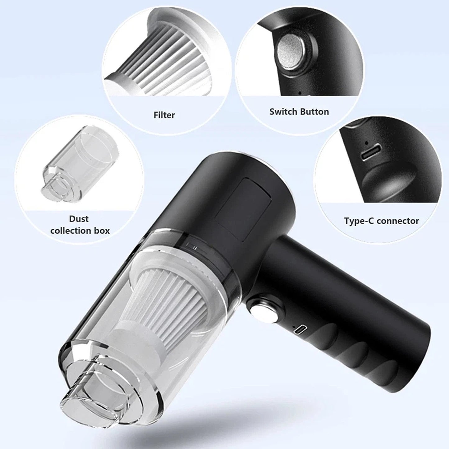 Cordless Vacuum and Air Duster for Car Interior Cleaning