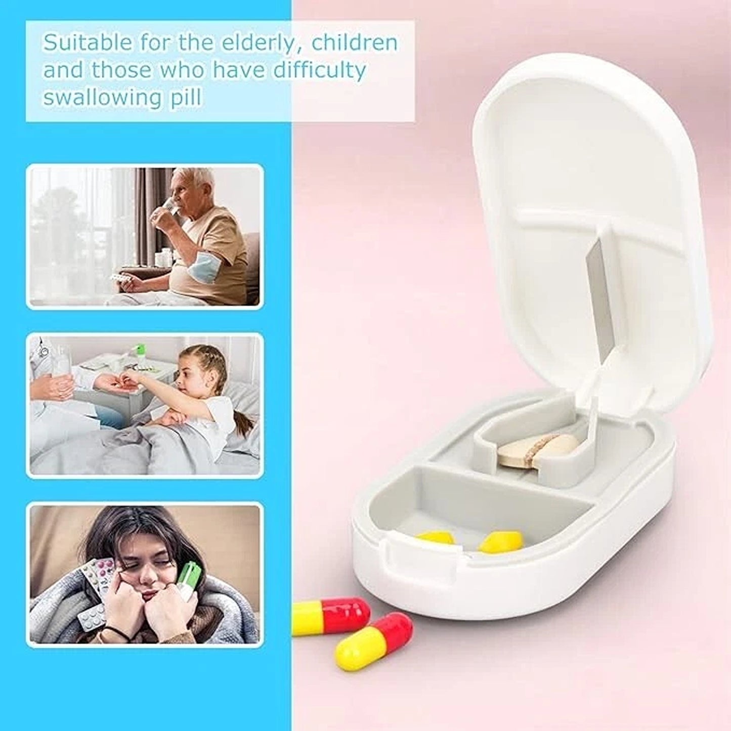 Travel Pill Cutter And Tablet Divider Organizer Container