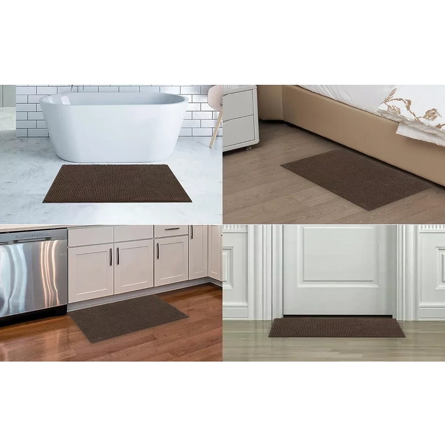 Choco Brown Soft Chenille Bathroom and Toilet Floor Mat Set 2 Pieces