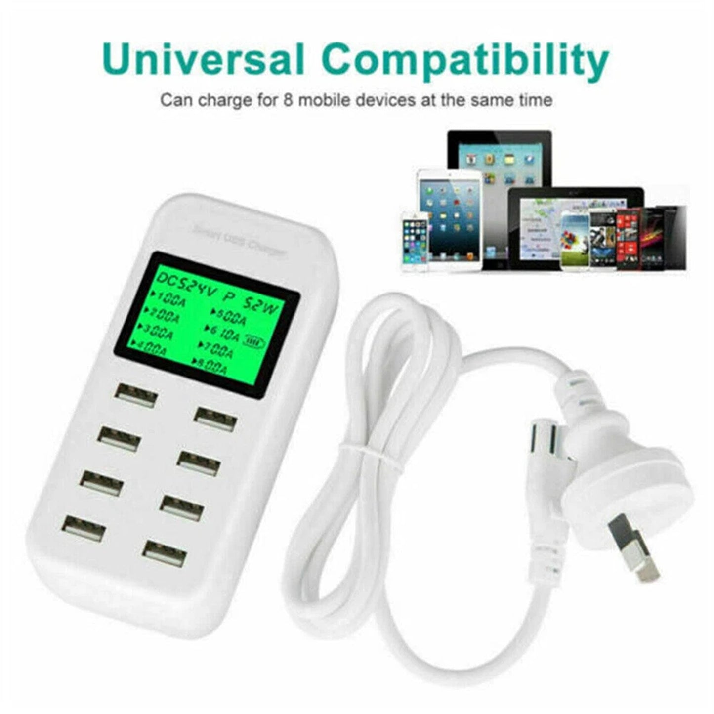 8 Port USB Charging Hub Station Multi Device Charger Dock