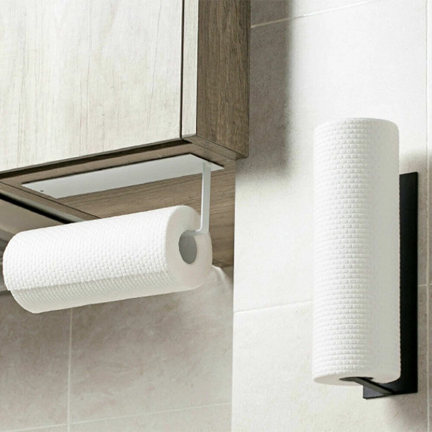 Paper Towel Holder Under Cabinet Rack Kitchen Roll Organizer 2pcs