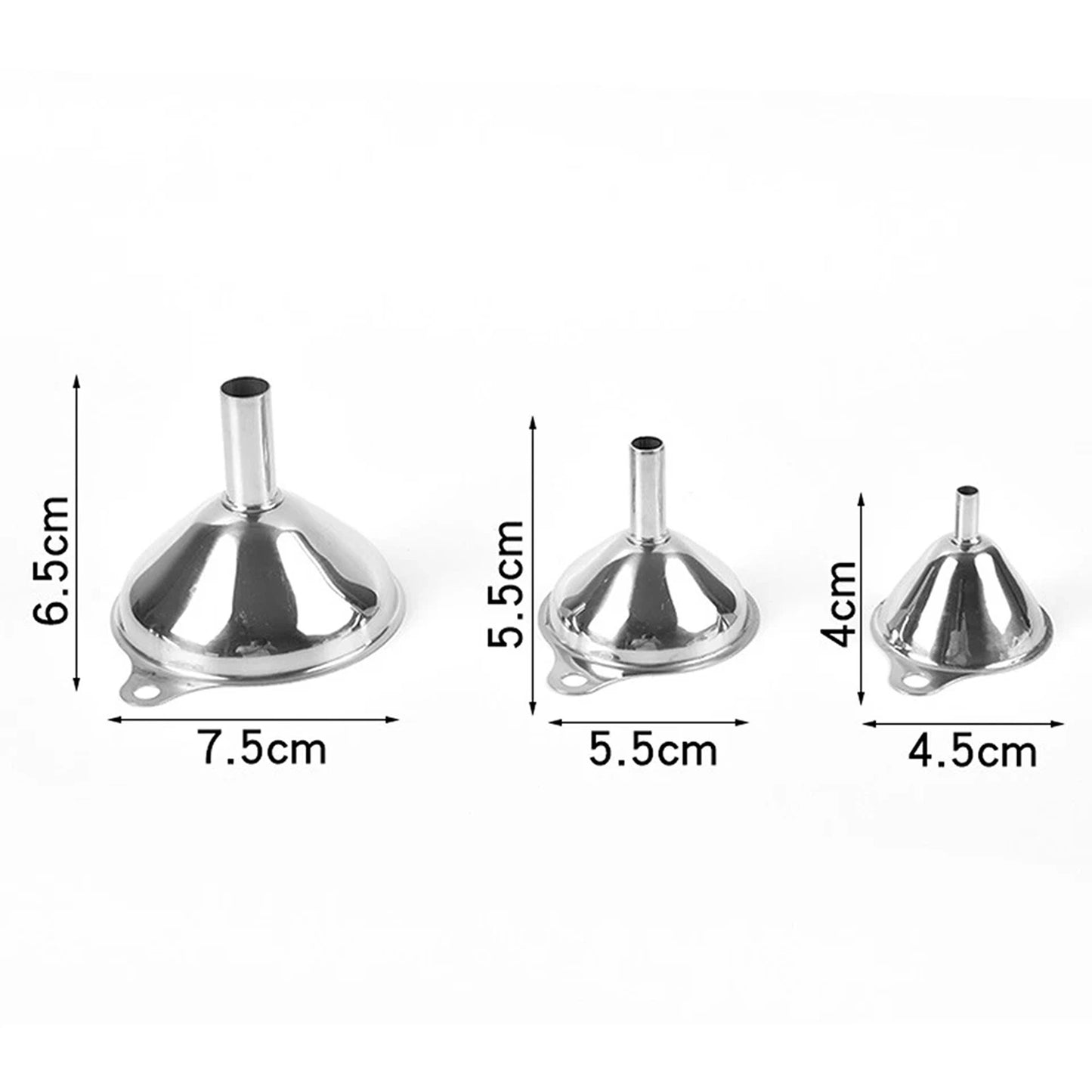 Stainless Steel Funnel Small Medium Large Variety Liquid Kitchen Tool - 3x