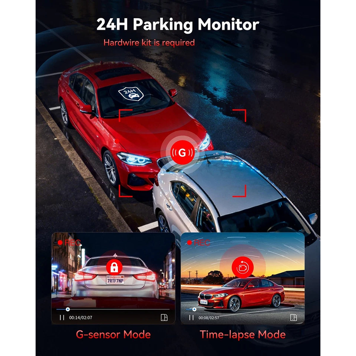 4K Dual Dash Camera STARVIS 2 with WiFi GPS and Hardwire Kit