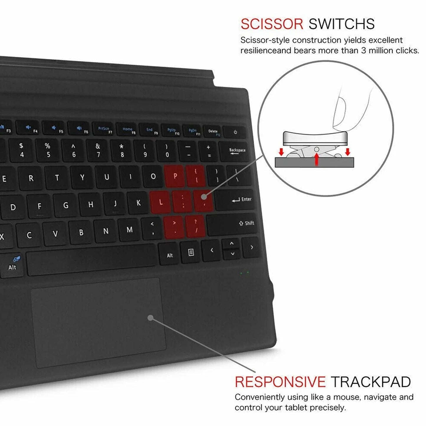 Wireless Backlit Keyboard Cover for Surface Pro 4 5 6 7