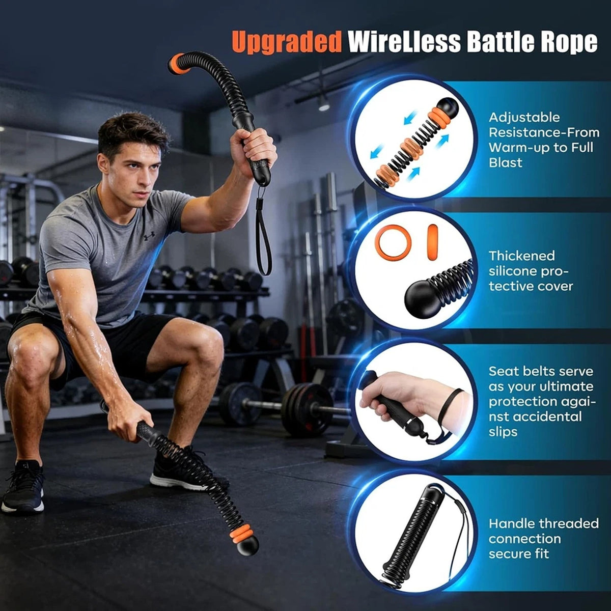Adjustable Weighted Ropeless Battle Ropes for Fitness Training 2pcs
