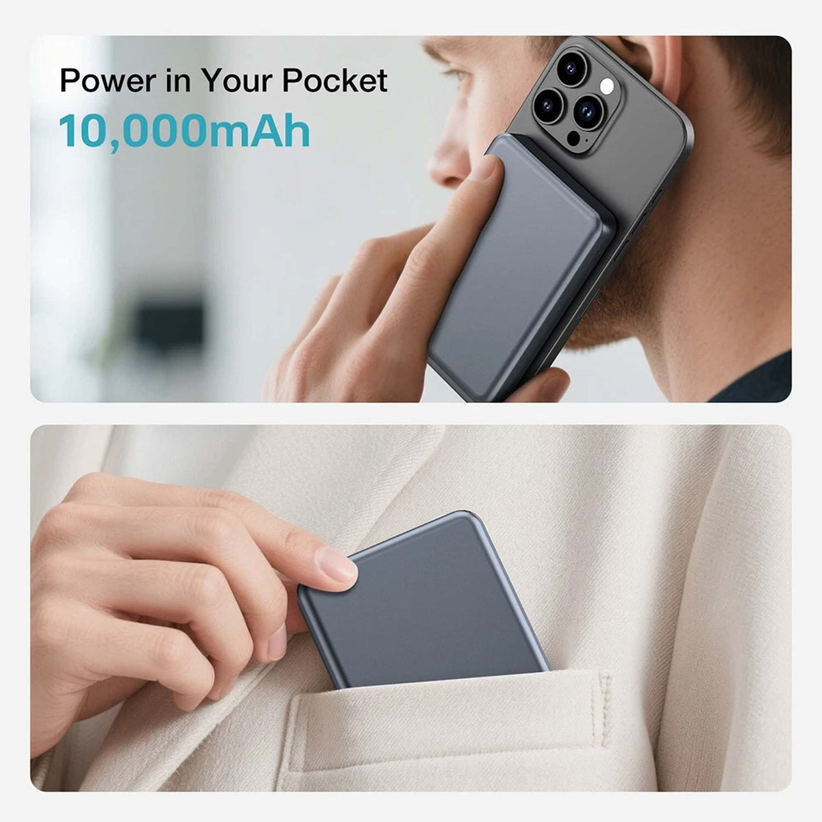 Magnetic Wireless Power Bank Portable Charger USB C for Smartphones 10000mAh