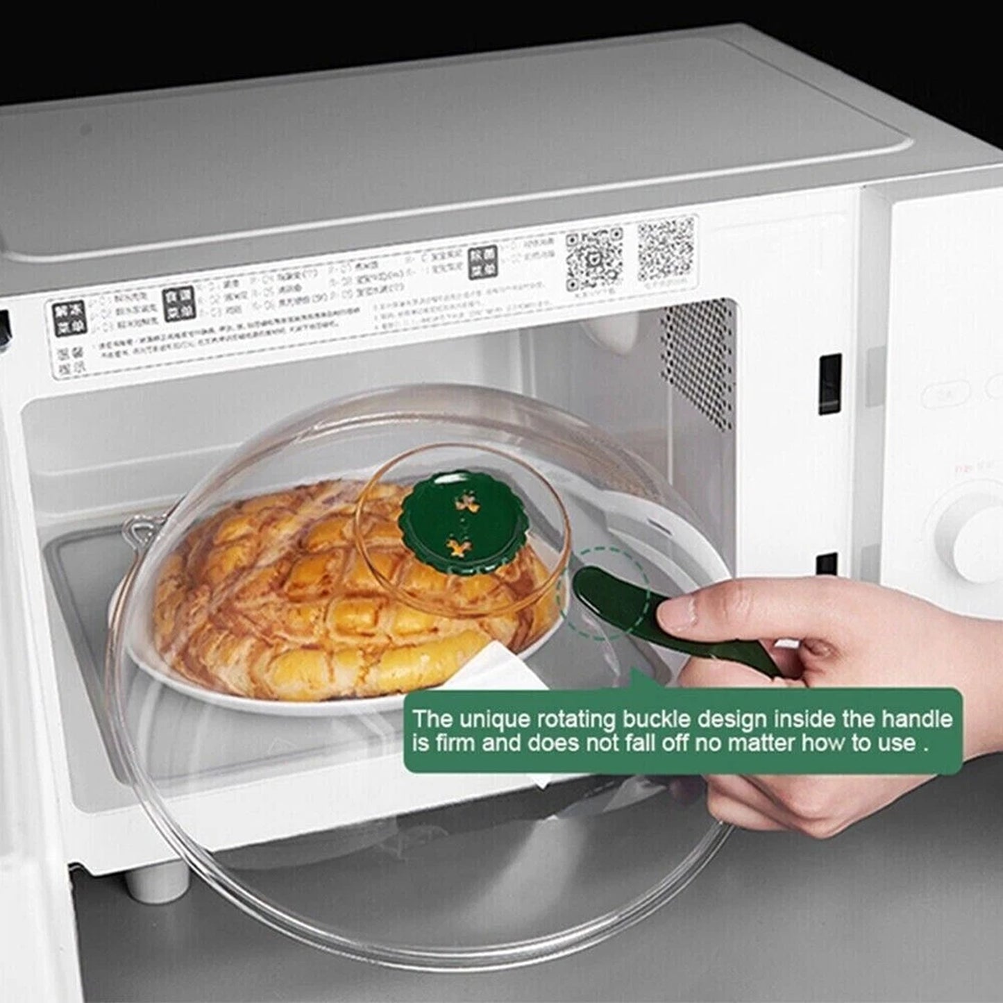 White Microwave Food Cover Anti Splash Guard with Ventilated Steam Release