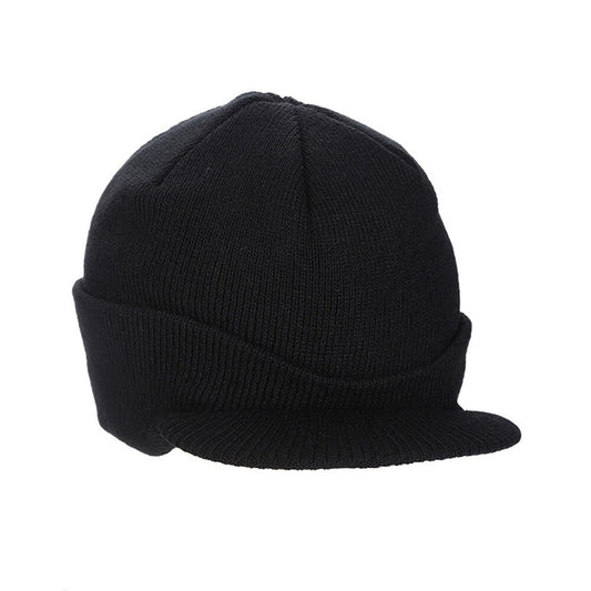 Black Outdoor Fleece Lined Knit Hat for Cold Weather