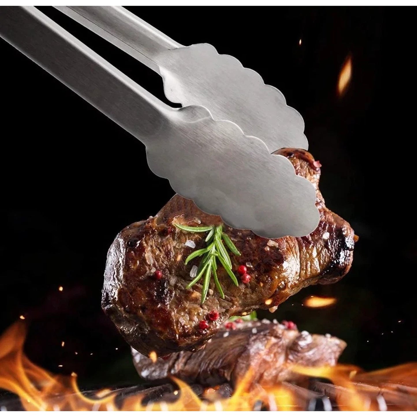 Stainless Steel BBQ Tongs for Salad Bread and Cooking 2pcs