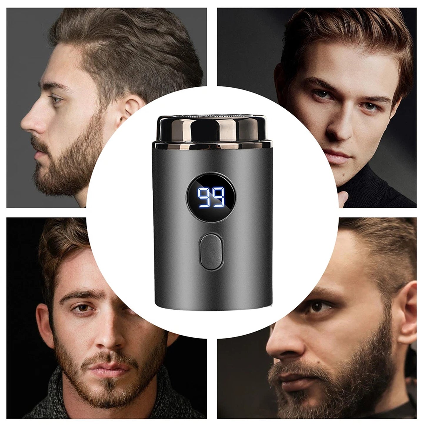 Grey Mini Electric Razor for Men Pocket Size Rechargeable