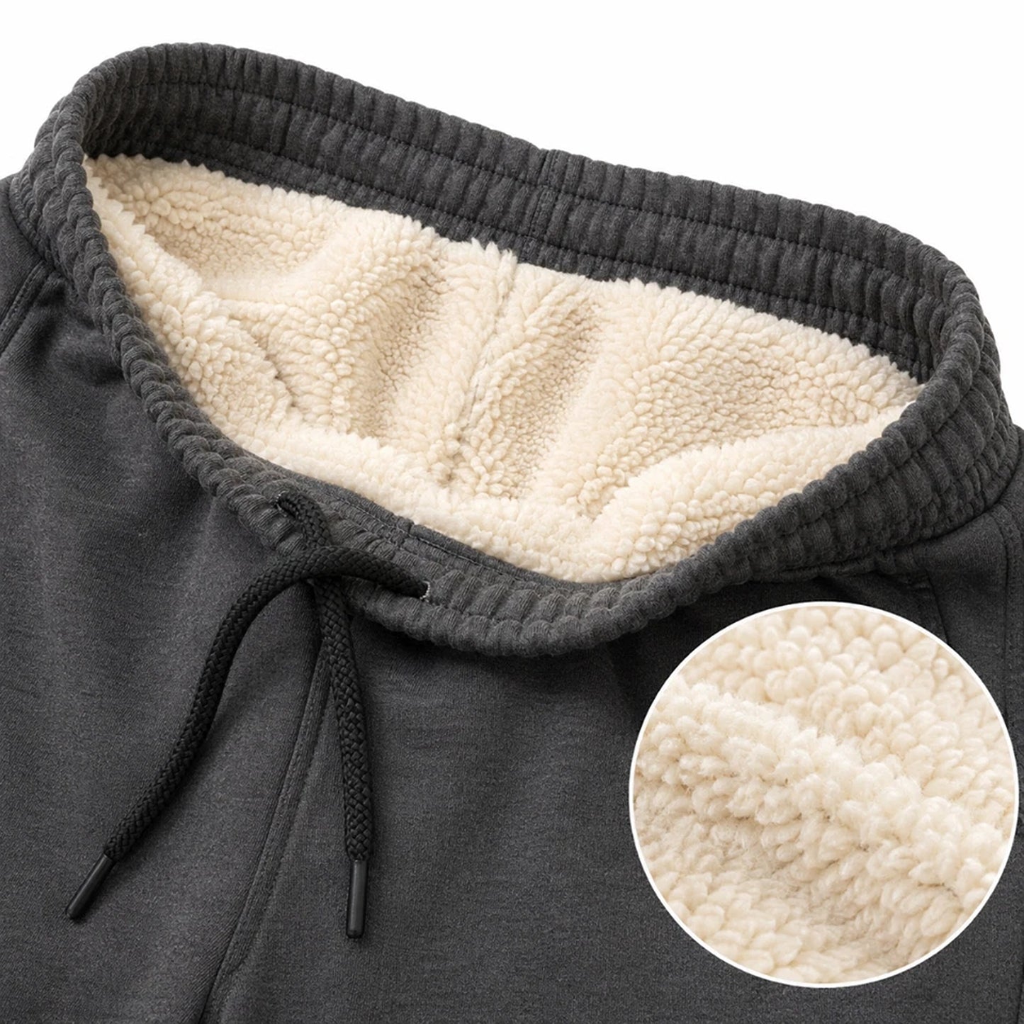 Dark Grey Unisex Sherpa Fleece Lined Track Pants with Cuffed Legs