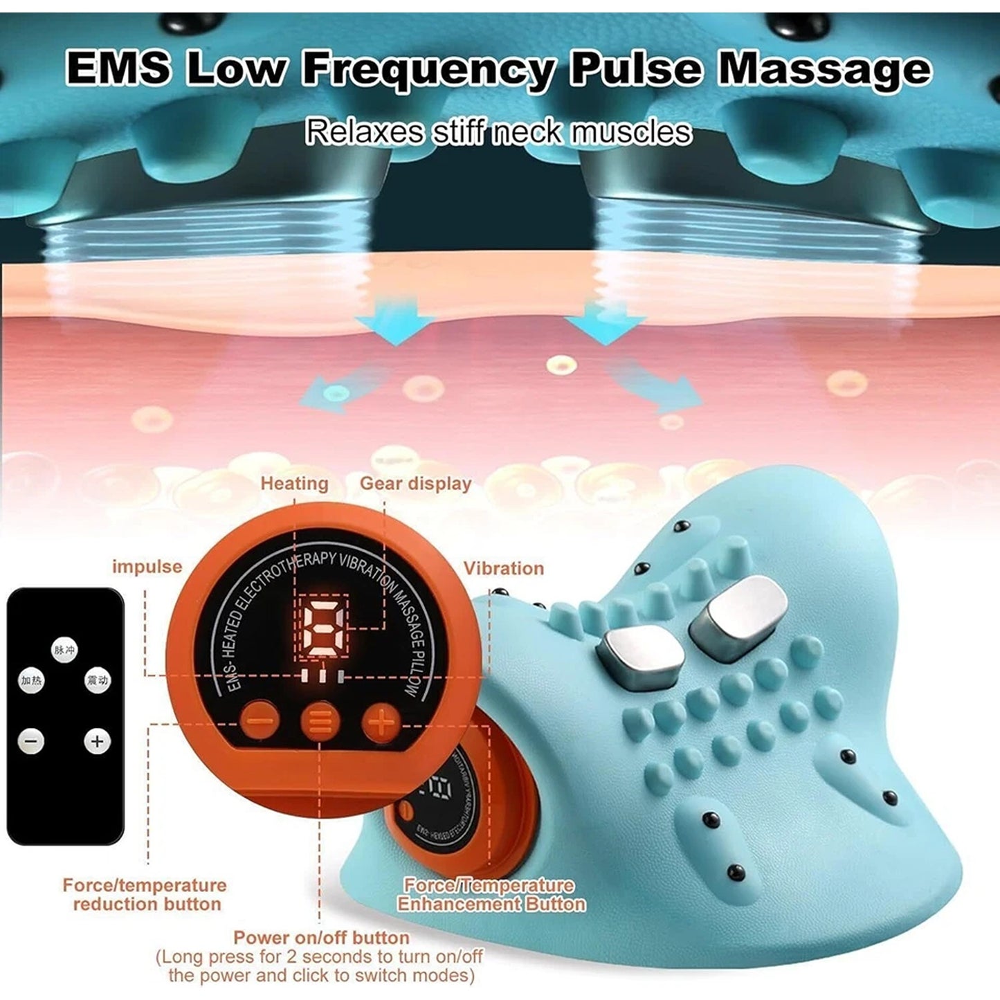 Neck Relaxer Pillow with Heat for Neck and Shoulders
