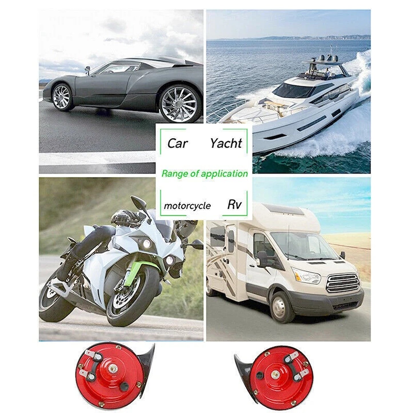 2 Piece 12V Dual Snail Horn Set for Cars and Motorcycles