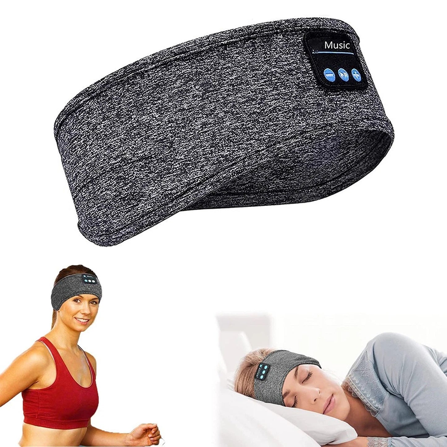 Grey Bluetooth Sleep Headband with Wireless Headphones