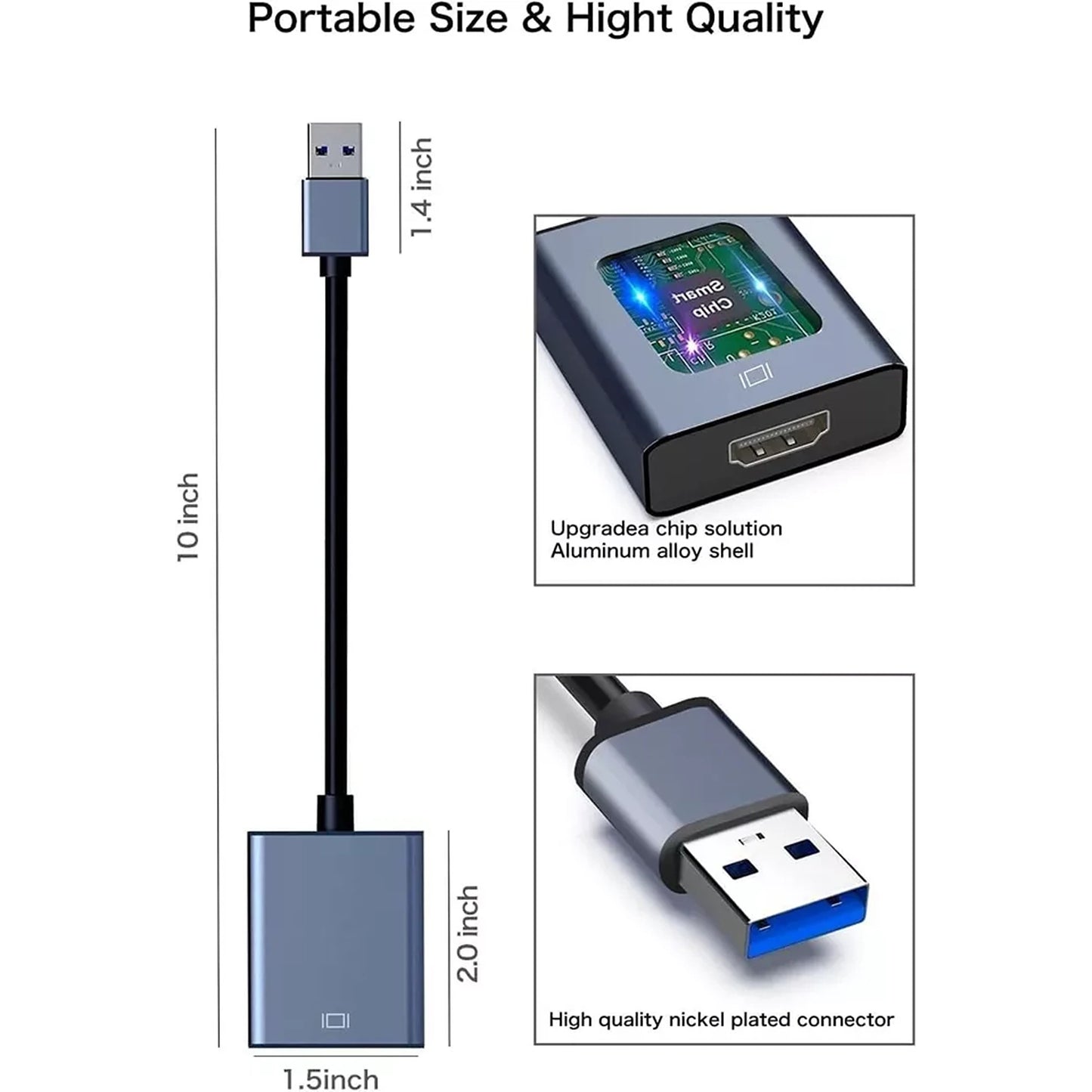 USB 3.0 to HDMI Adapter 1080P HD Converter Cable Male to Female for Windows 7-11