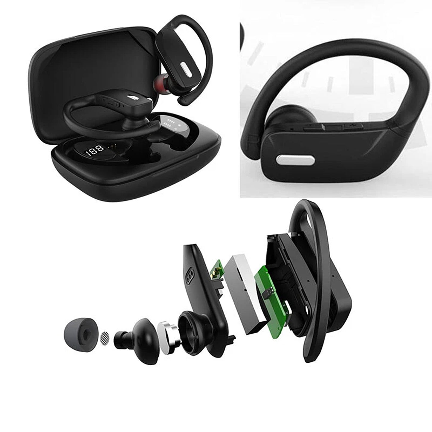 Sweatproof Bluetooth Wireless Sports Earbuds with Mic