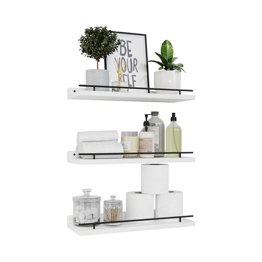 White Modern Floating Shelves for Books and Decor