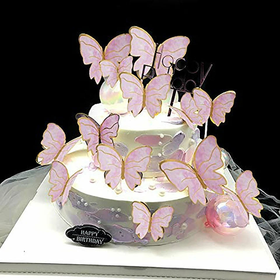 Butterfly Paper Topper Cake Happy Birthday Theme Festival Decoration DIY - 20x