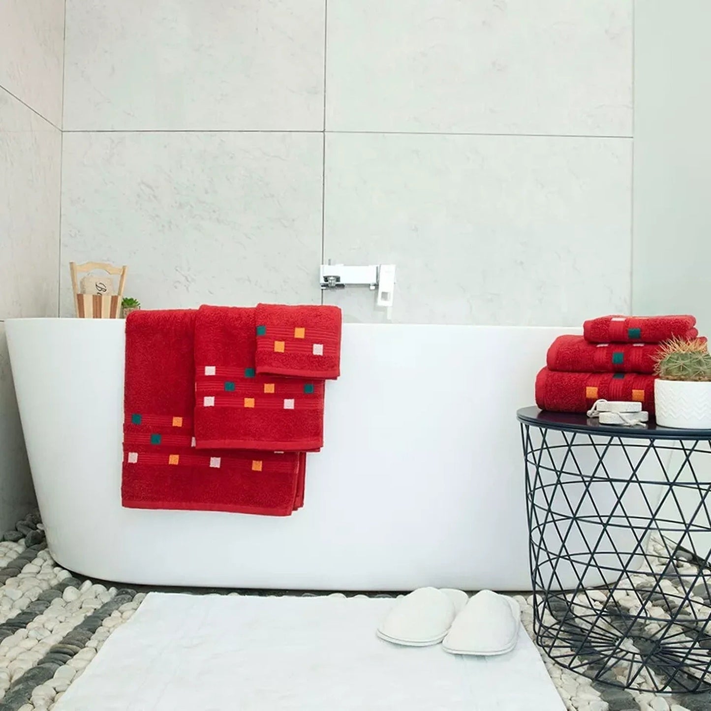 Red Soft and Absorbent Luxury Cotton Towel Set 550 GSM