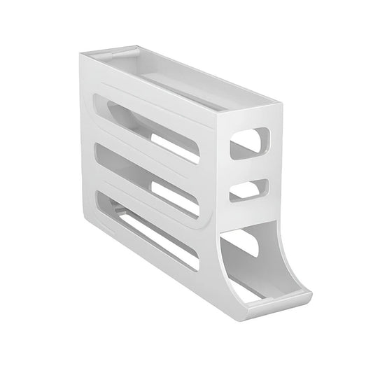 White 4-Tier Automatic Egg Dispenser Storage Rack for Refrigerator