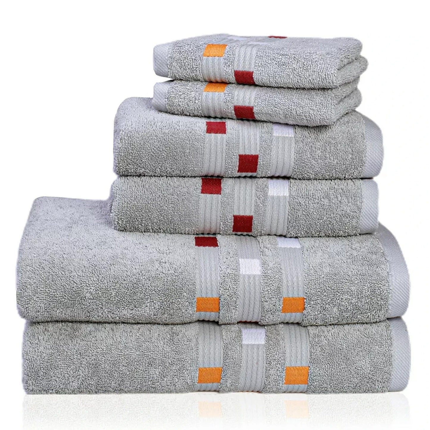 Silver Soft and Absorbent Luxury Cotton Towel Set 550 GSM