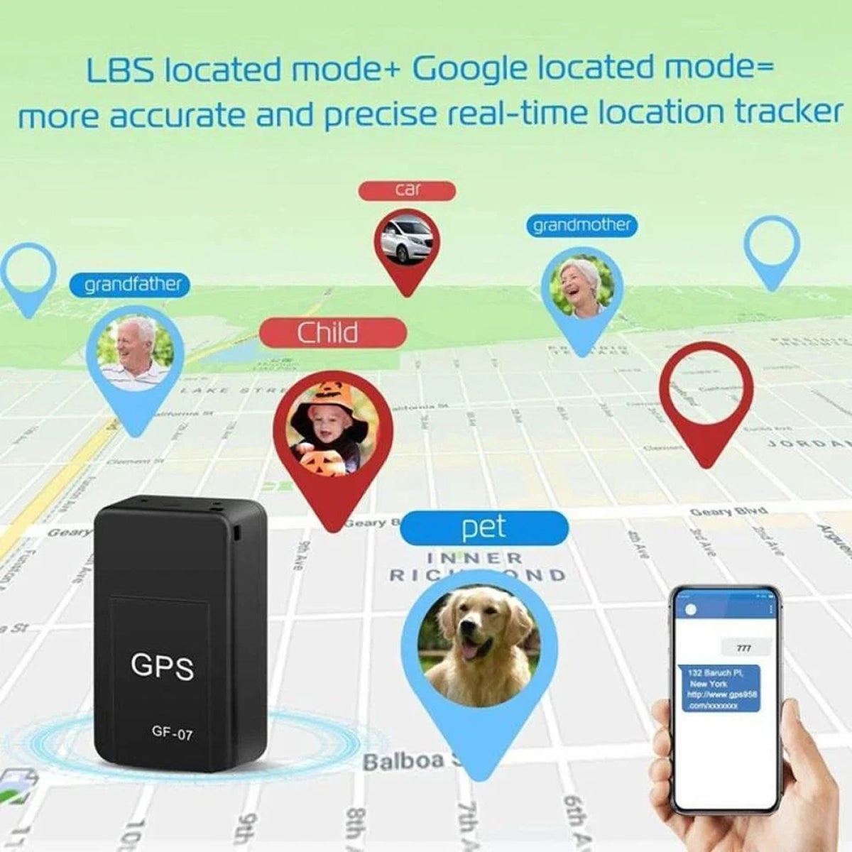 Mini GPS Tracker Magnetic Real Time Locator for Cars Kids and Dogs