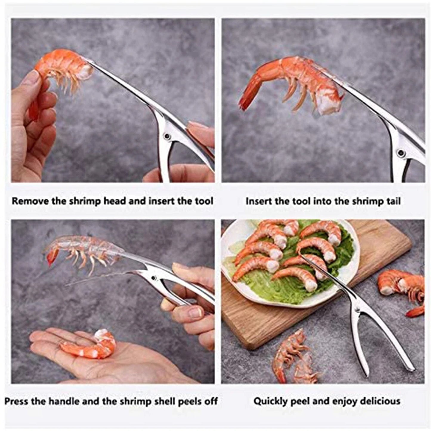 Stainless Steel Kitchen Tool Shrimp A Creative Deveiner Peel Device Prawn Peeler