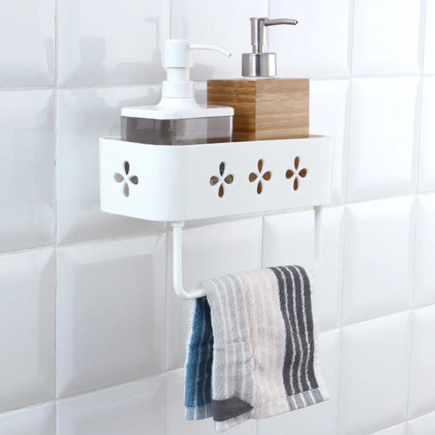 Shower Suction Shelf Bathroom Corner Storage Basket Kitchen Caddy Rack Tidy