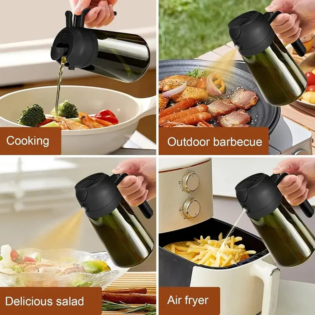 2 in 1 Olive Oil Sprayer and Dispenser Bottle for Cooking Baking and BBQ