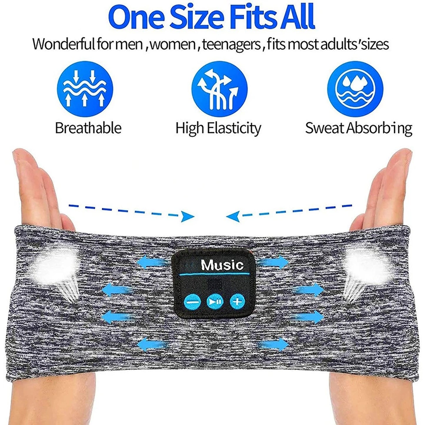 Grey Bluetooth Sleep Headband with Wireless Headphones