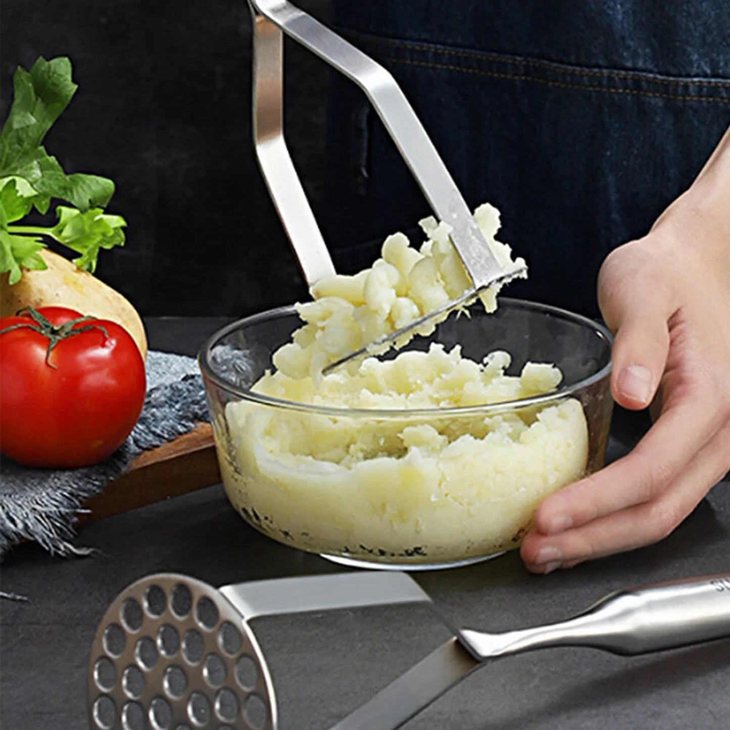 Heavy Duty Stainless Steel Potato Masher Kitchen Tool