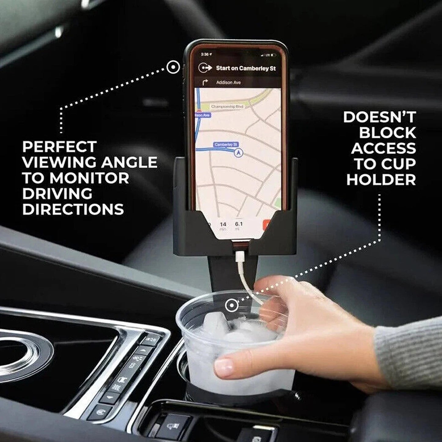2 in 1 Adjustable Car Cup Holder Phone Stand
