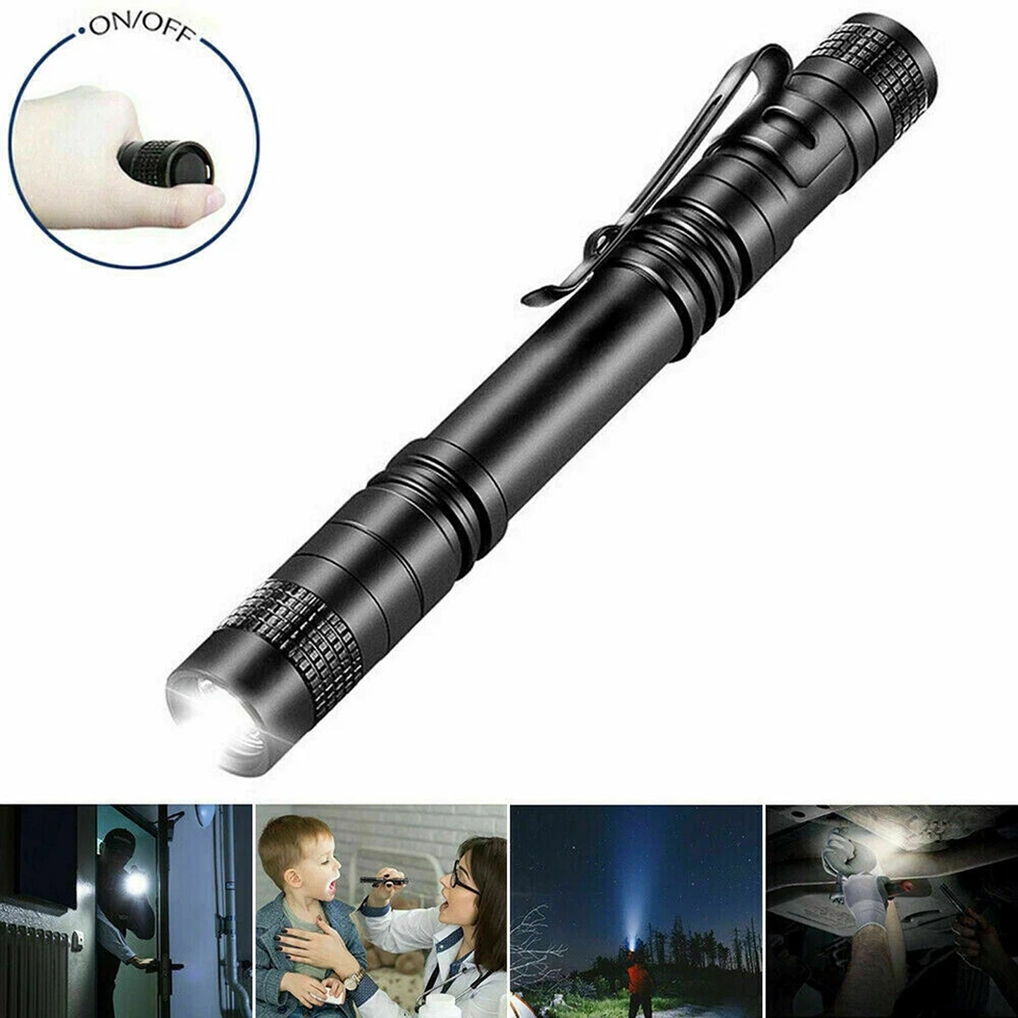 2Pcs Mini LED Pen Light Small Portable Flashlight Torch
