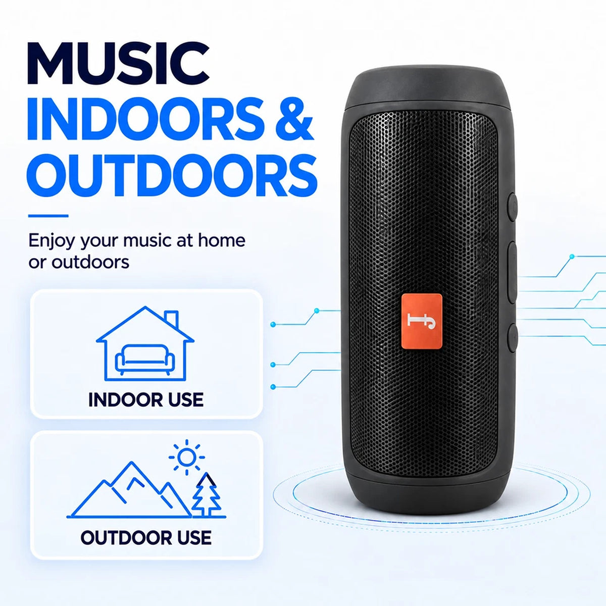 Portable Bluetooth Speaker 5.0 with TWS FM AUX USB TF Card and Type C Charging
