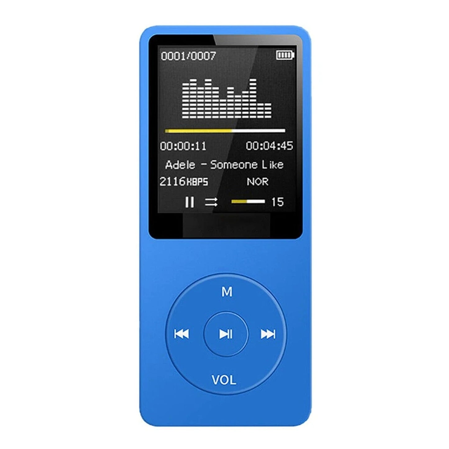 Portable MP3 Music Player with Screen - Blue