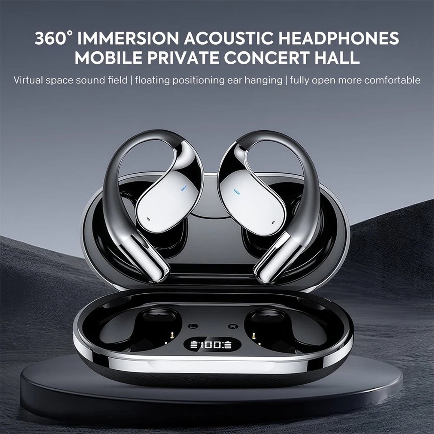 Black Wireless Bluetooth Earphones Sport Gym Earbuds With Microphone Sweatproof