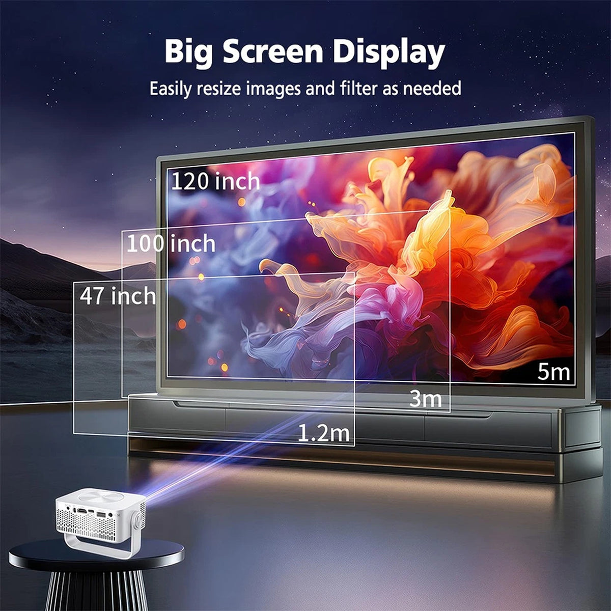 HD 1080p LED Projector with Auto Keystone HDMI USB and AUX Connection