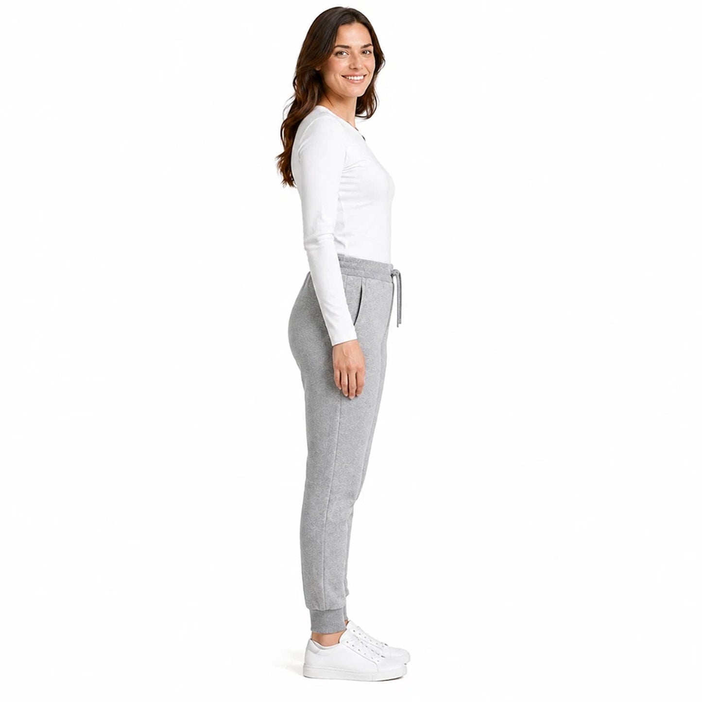 Grey Unisex Sherpa Fleece Lined Track Pants with Cuffed Legs