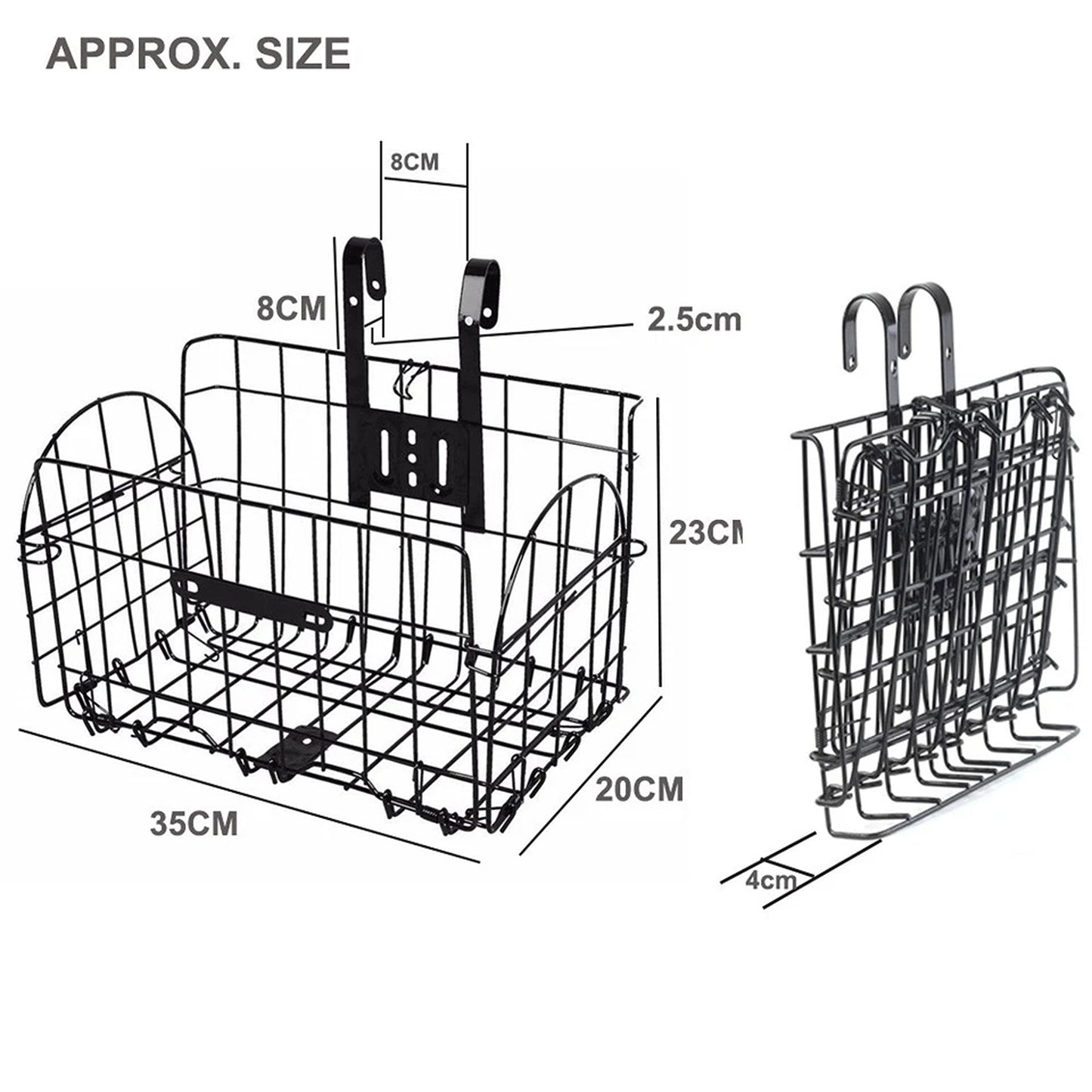 Foldable Bike Basket Portable Collapsible Bicycle Storage Basket Black