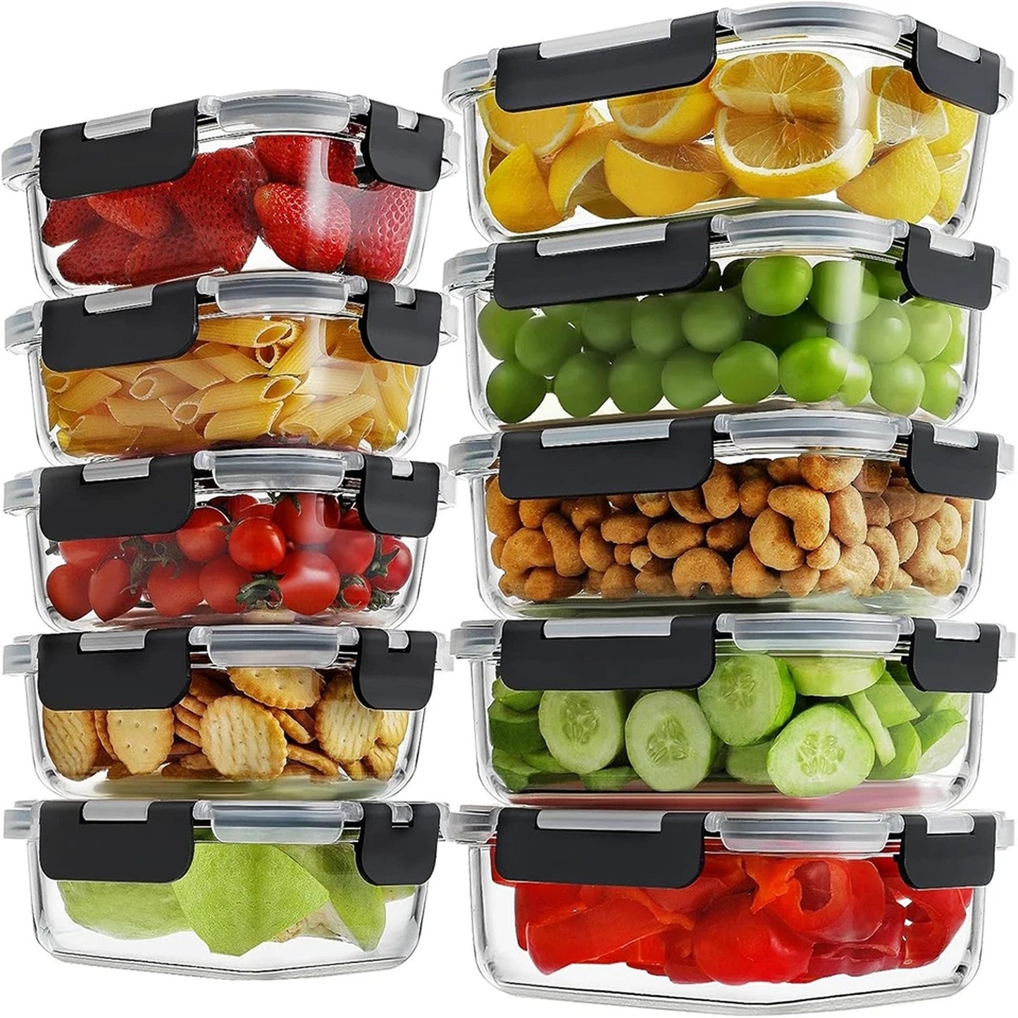 10 Pack Glass Meal Prep Containers with Airtight Lids