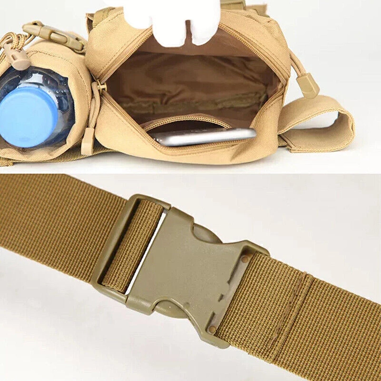 Khaki Tactical Waist Pack for Camping Hiking and Outdoor Activities