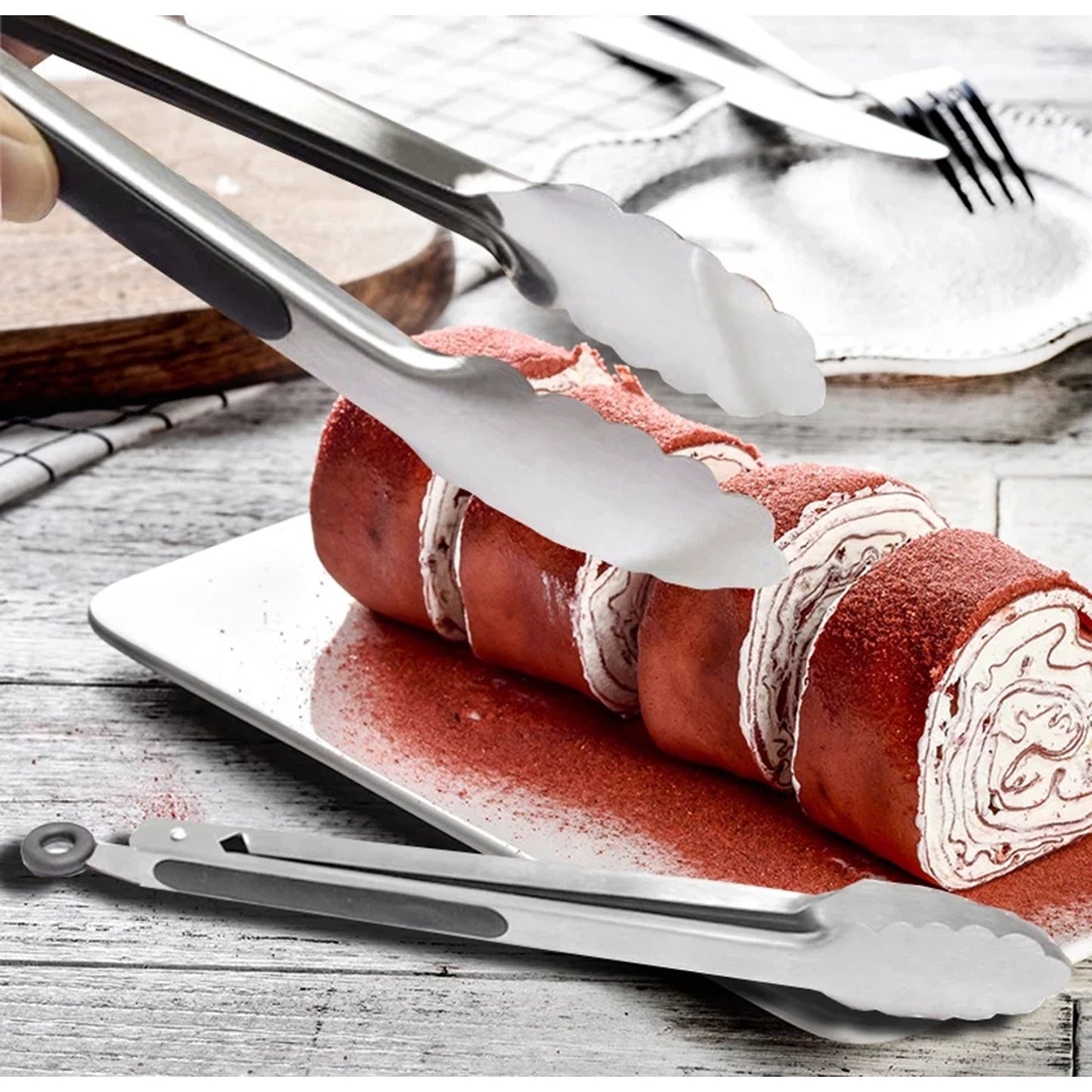 Stainless Steel BBQ Tongs for Salad Bread and Cooking 2pcs